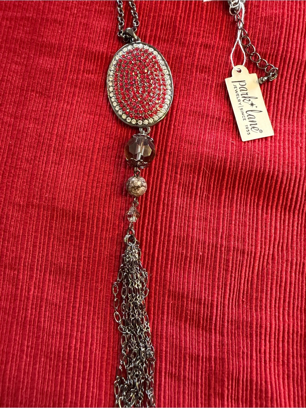 Park Lane Tango Necklace NWT Retired Red Crystal Tassel Necklace $89